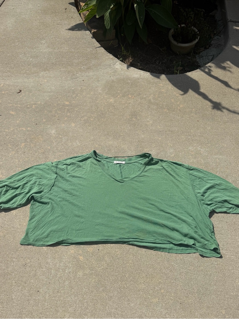 We The Free Lightweight V-Neck Cropped Top in Green